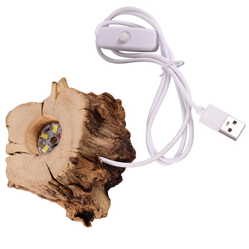 Crystal Stand Stump Shaped Night Light Stand USB Charging Light Holder - Image 1