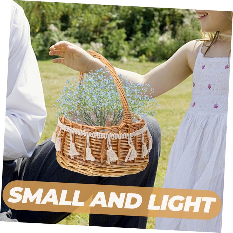 Small Woven Bride Flower Basket Photography Prop for Wedding - Image 4