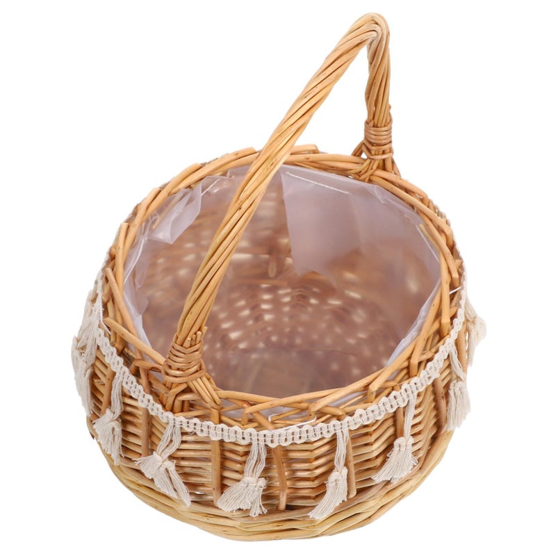 Small Woven Bride Flower Basket Photography Prop for Wedding - Image 2