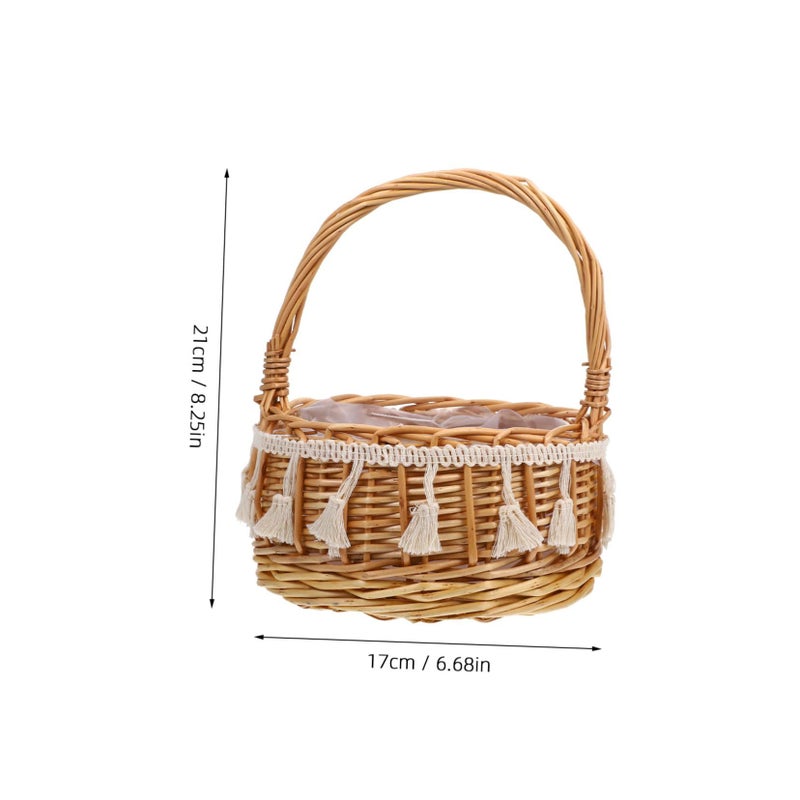 Small Woven Bride Flower Basket Photography Prop for Wedding - Image 3