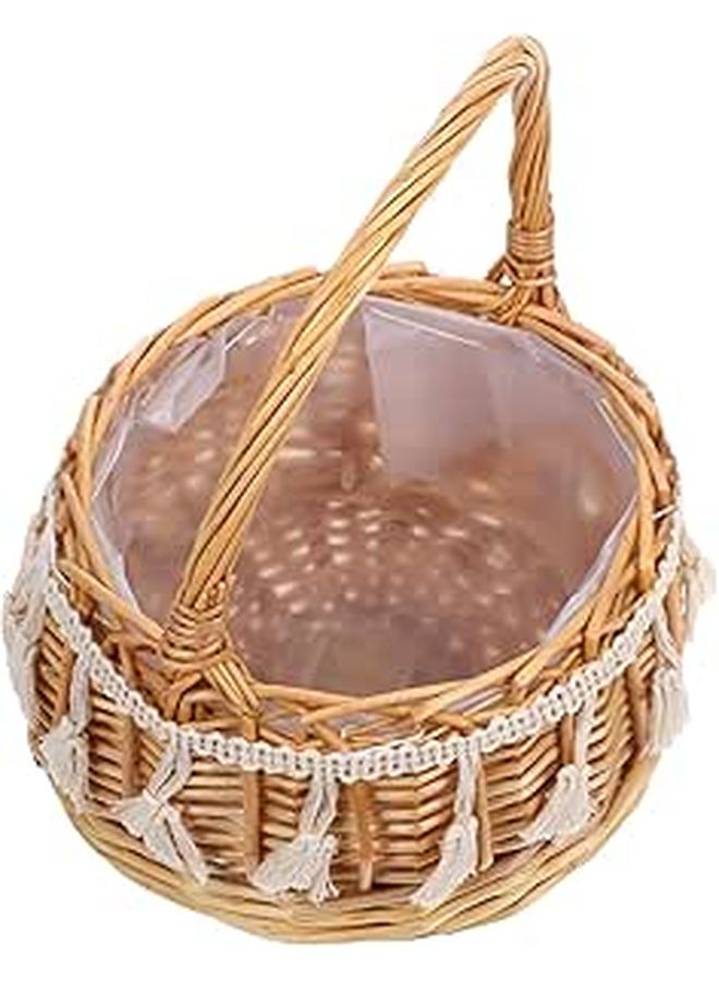 Small Woven Bride Flower Basket Photography Prop for Wedding - Image 1