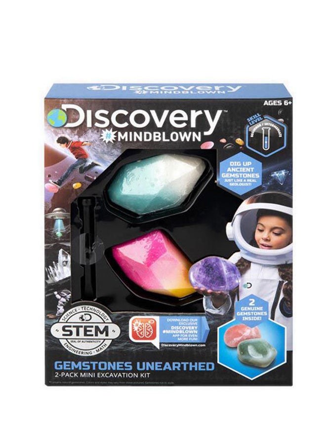 Discovery Mindblown Stem Gemstones Unearthed 2-Pack Mini Excavation Kit  - Image 1