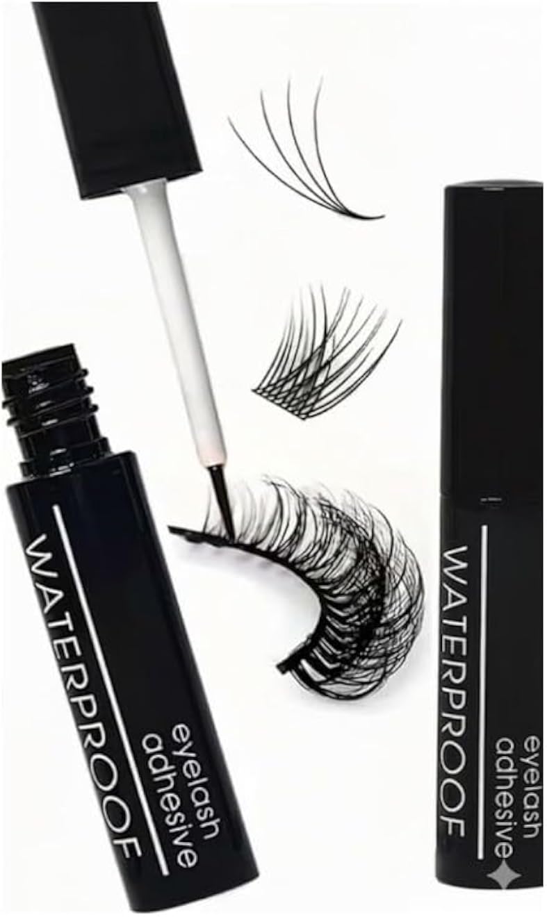 Individual Lash Glue, black Eyelash Clusters Bond Latex Free Waterproof Eyelash Glue Lash Adhesive Express Drying Strong Bonding Long Lasting No Irritaiton for DIY Lash Extensions, 5ML NET-black