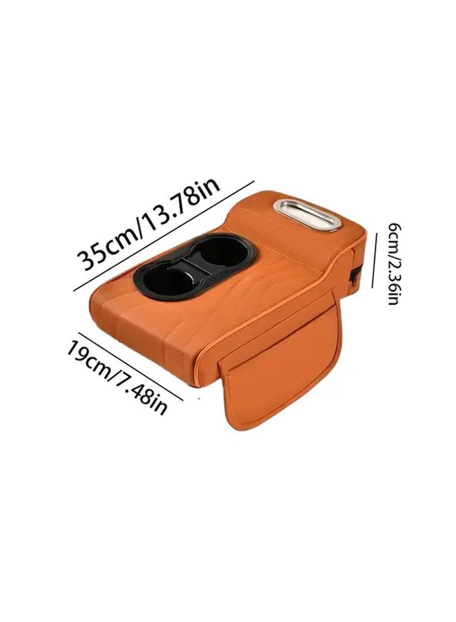 5 In 1 Black Faux Leather Car Armrest Cushion With Tissue Box Cup Holder Storage Bag - Image 3