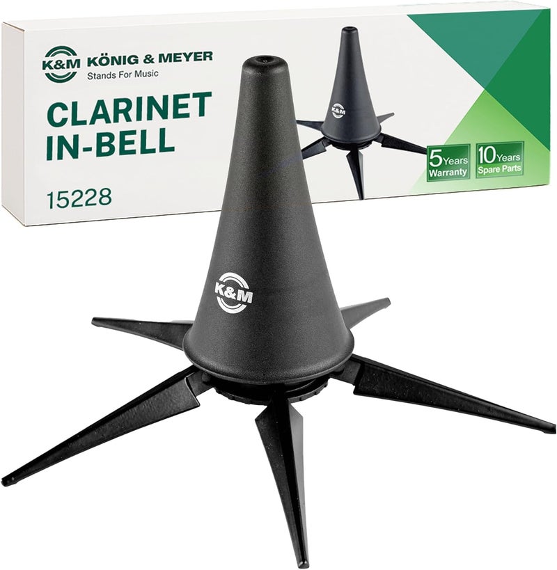 K.M König & Meyer 15228.000.55 Clarinet In-Bell Portable Stand - Lightweight 5 Leg Folding Base - Fits A and B Clarinets - Stable Secure Base - Professional Grade - Made in Germany - Black - Image 1