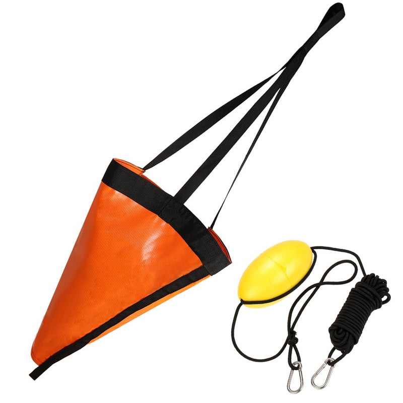 42Inch Drift Sock Sea Anchor Drogue with 30ft Kayak Tow Rope Line Buoy Ball Float Leash Sea Brake System for Marine BoatYachtJet SkiInflatablePower BoatSail Boat Orange