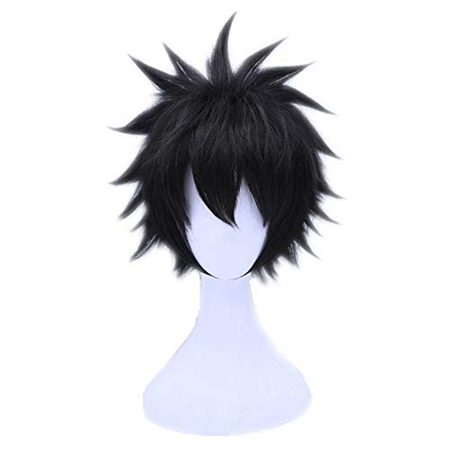 KiyaCos Short Black Fluffy Anime Fans Role Play Unisex Cosplay Wig (Not Styled) - Image 1
