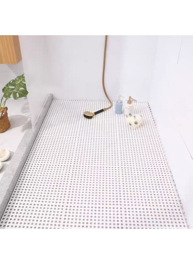 10-Pack Interlocking Non Slip Drainage Floor Tiles | 30x30cm Soft PVC Bath Shower Floor Mat | Drainage Holes for Bathroom, Kitchen, Pool, Wet Areas(White). - Image 1