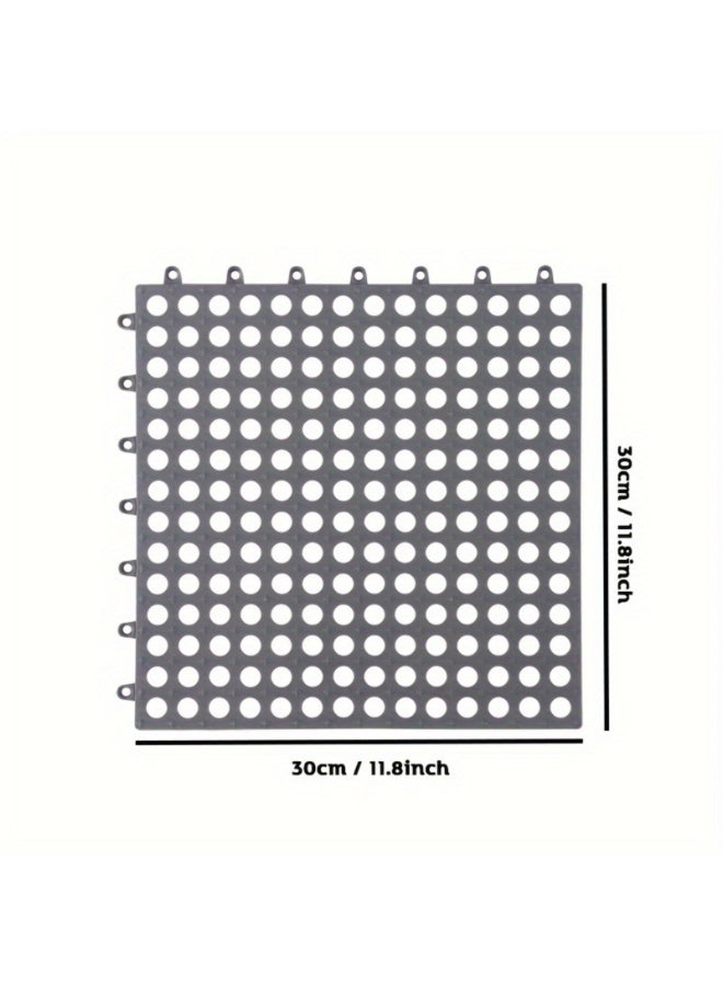 10-Pack Interlocking Non Slip Drainage Floor Tiles | 30x30cm Soft PVC Bath Shower Floor Mat | Drainage Holes for Bathroom, Kitchen, Pool, Wet Areas(White). - Image 2