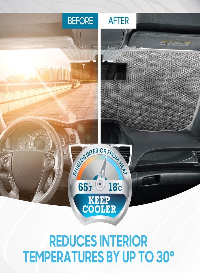 BDK USA 4th of July American Flag Black Curved Accordion Sun Visor for Car Windshield Cover - Truck Window Shades Car Flag & Sun Visor for Truck Windshield Sunshade - 58 x 27 inches - Image 4