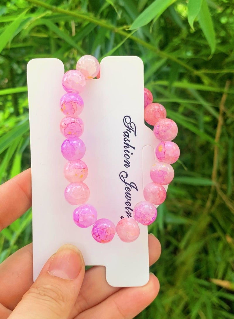 Traditional Fine Glazed Ice Cracked Purple Pink Bracelet Perfect Gift For Girls