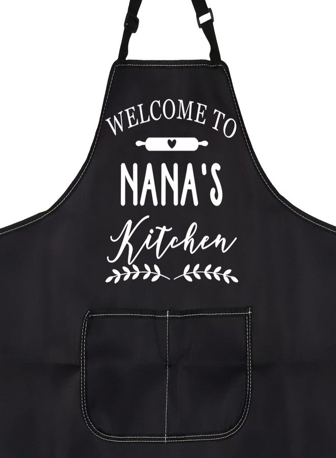 PXTIDY Welcome to Nana’s Kitchen Nana Grandma Gift Grandma Apron With Pocket Grandma Baking Cooking Apron (NANA'S kitchen) - Image 2