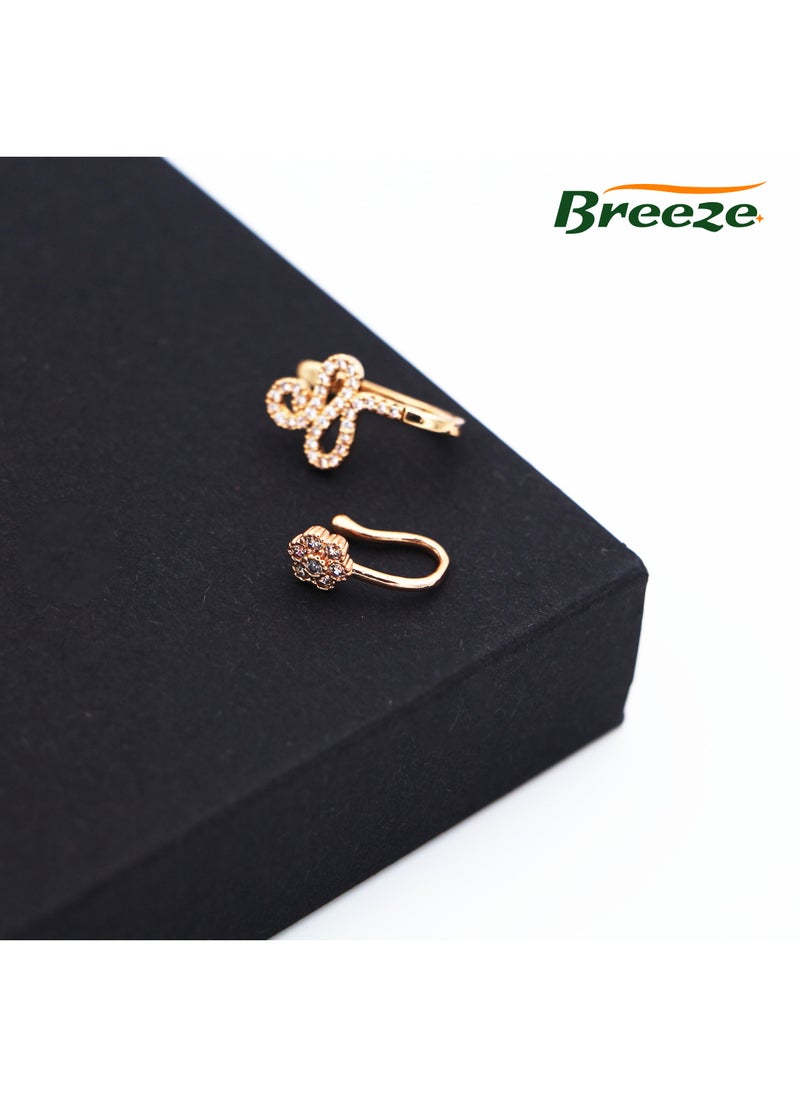 Breeze - 5-piece set of women's jewelry, star, moon, diamond, no piercing, personalized U-shaped nose clip - Image 1