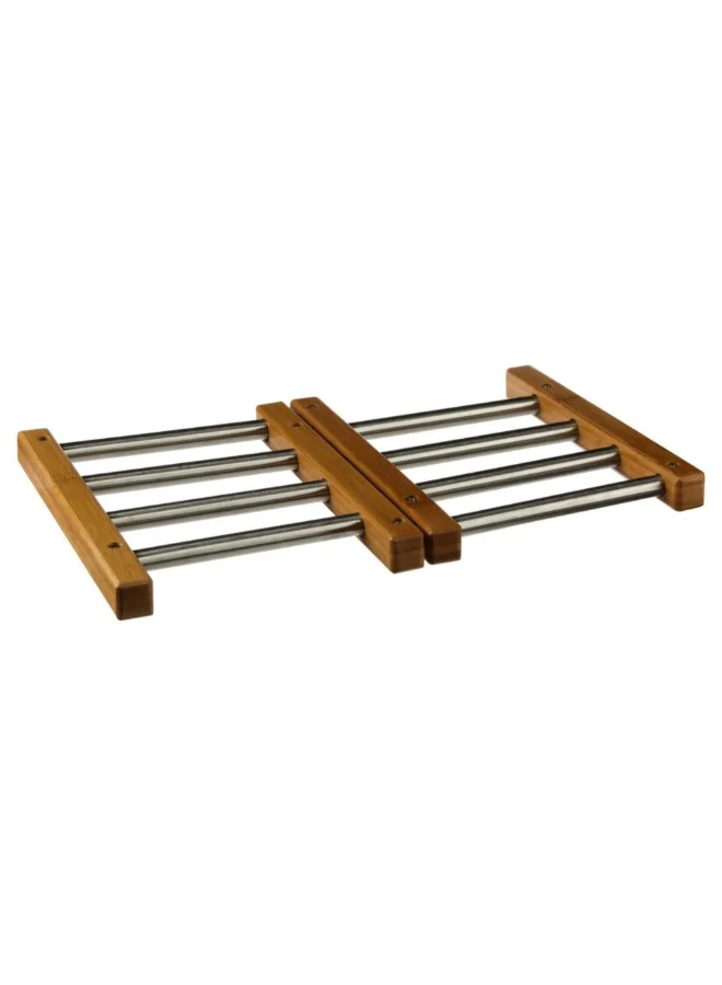 Five Simply Smart Expandable Bamboo and Stainless Steel Table Mat Silver and Brown 44 x 2 x 22.2 cm 100181A