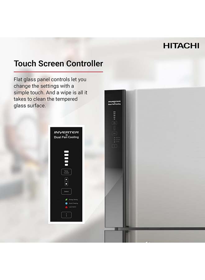 HITACHI 715L Gross And 510L Net Capacity Top Mount Double Door Refrigerator, 2 Doors Fridge With Dual Fan Cooling, Touch Screen Control, Twist Ice Tray 150 W RV715PUK7KPSV Silver - Image 2