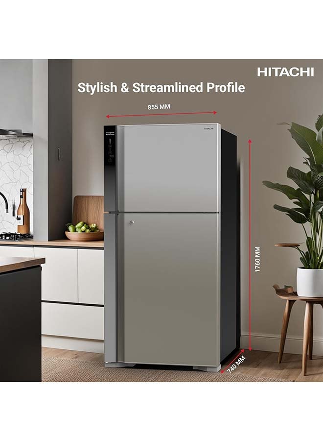 HITACHI 715L Gross And 510L Net Capacity Top Mount Double Door Refrigerator, 2 Doors Fridge With Dual Fan Cooling, Touch Screen Control, Twist Ice Tray 150 W RV715PUK7KPSV Silver - Image 4