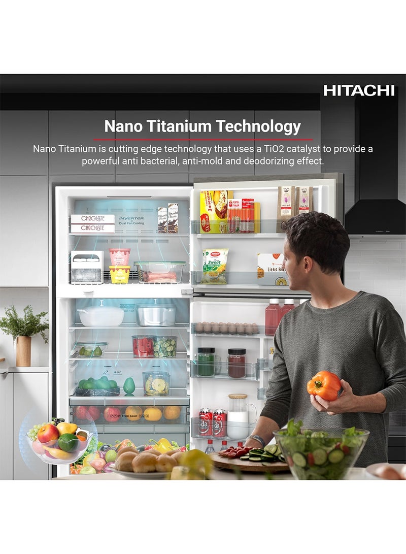 HITACHI 715L Gross And 510L Net Capacity Top Mount Double Door Refrigerator, 2 Doors Fridge With Dual Fan Cooling, Touch Screen Control, Twist Ice Tray 150 W RV715PUK7KPSV Silver - Image 5