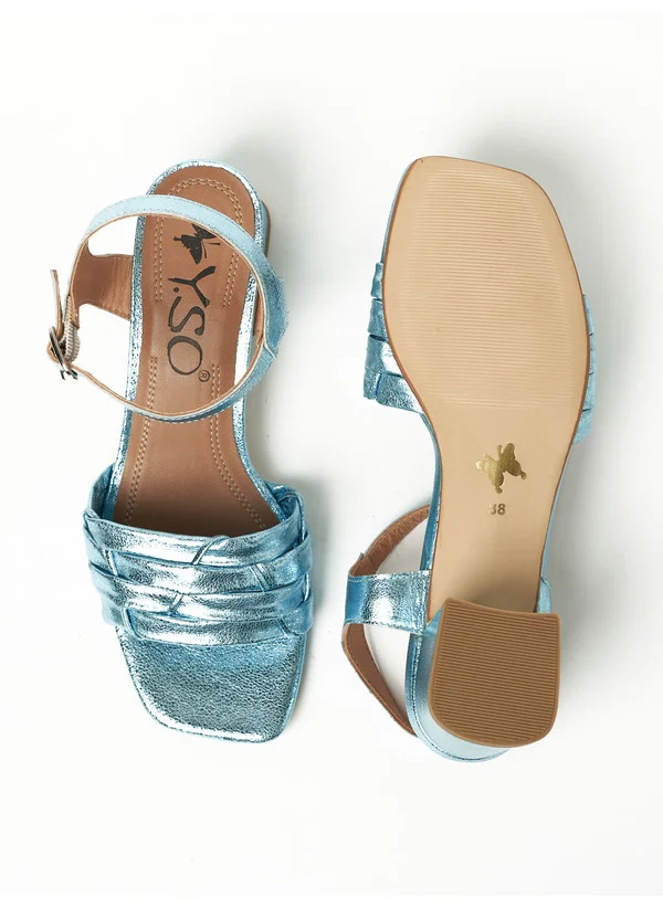 Y.so Y.SO Ladies Mid Heel Sandals Blue | Made In India