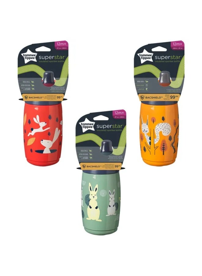 Tommee Tippee UK Tommee Tippee - Superstar Insulated Sportee Bottle 266ml - Pack of 3