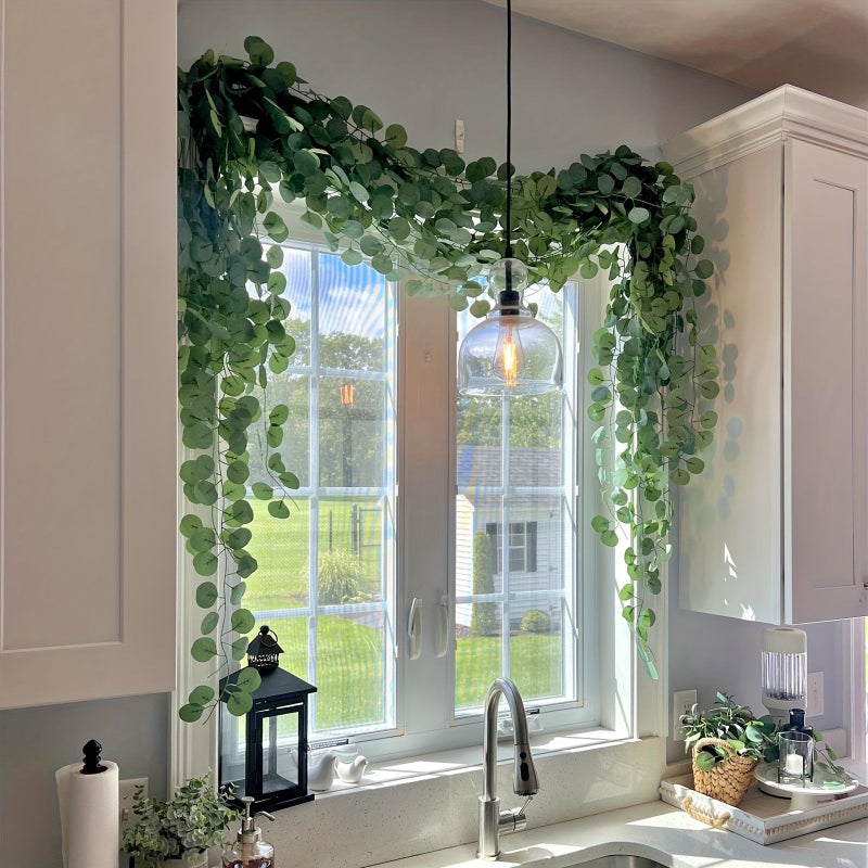 27 5 Feet Artificial Eucalyptus Garland 4PCS Green Vine For Wedding Table Decor - Image 2