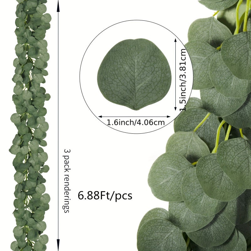 27 5 Feet Artificial Eucalyptus Garland 4PCS Green Vine For Wedding Table Decor - Image 3