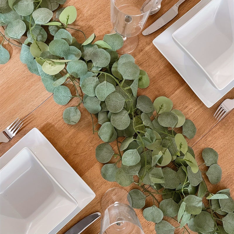 27 5 Feet Artificial Eucalyptus Garland 4PCS Green Vine For Wedding Table Decor - Image 1