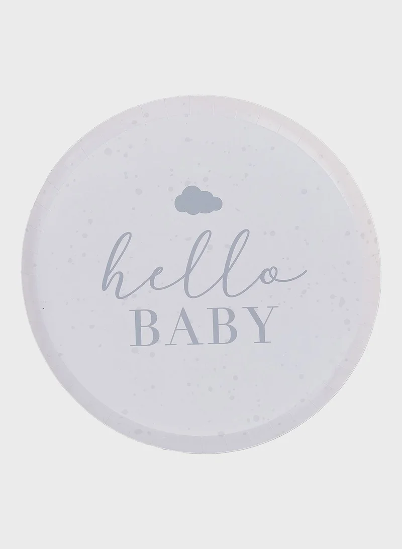 Ginger Ray Hello Baby Speckle Eco Paper Plates