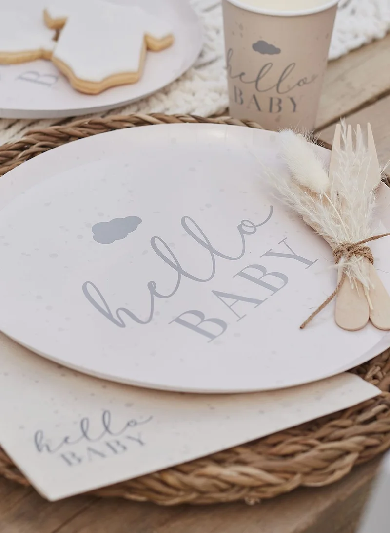 Ginger Ray Hello Baby Speckle Eco Paper Plates
