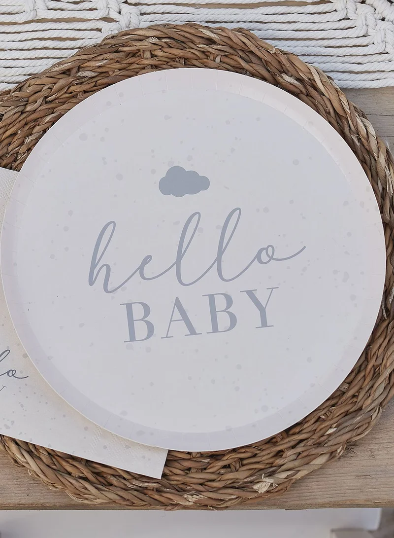Ginger Ray Hello Baby Speckle Eco Paper Plates