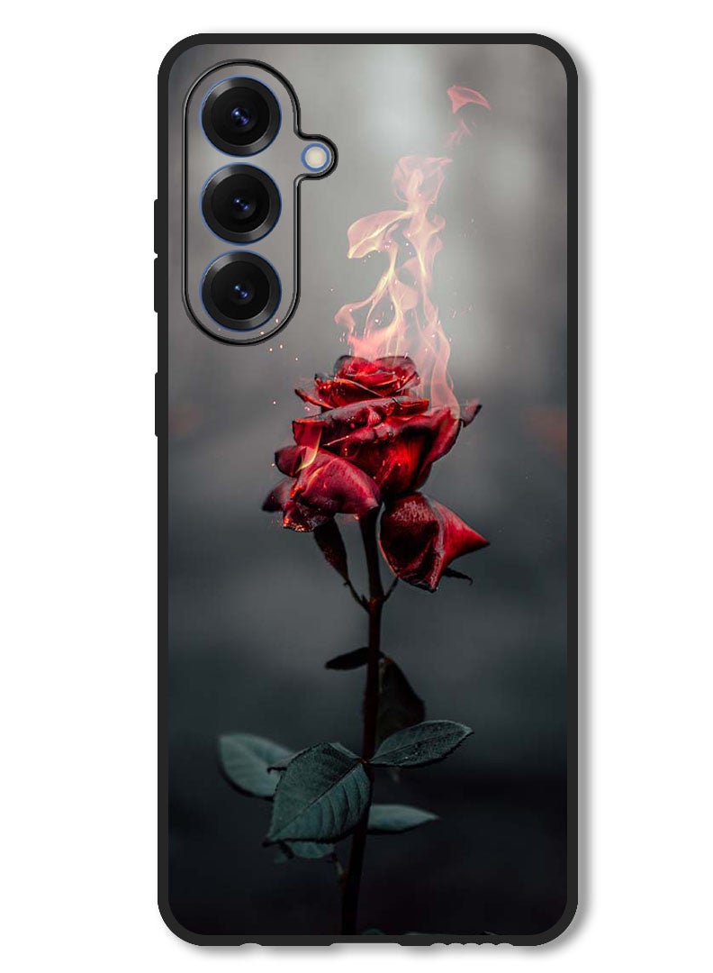 Theodor Case Compatible with Samsung Galaxy A56 Protection Shockproof Bumper Cover Burning Red Rose - Image 1