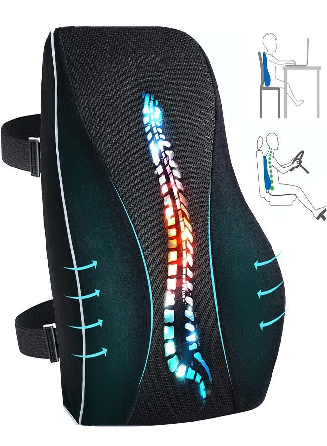 0TO1 TECH Ergonomic Lumbar Support Cushion, Memory Foam Back Support for Car Seat Office Chair Gaming Chair, Backrest with Skin-friendly Cover & Dual Adjustable Straps - Image 1