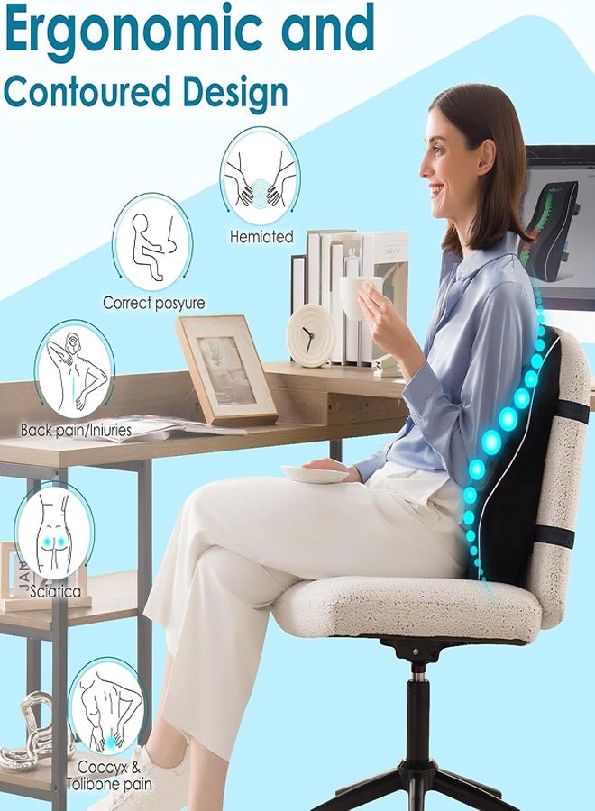0TO1 TECH Ergonomic Lumbar Support Cushion, Memory Foam Back Support for Car Seat Office Chair Gaming Chair, Backrest with Skin-friendly Cover & Dual Adjustable Straps - Image 3