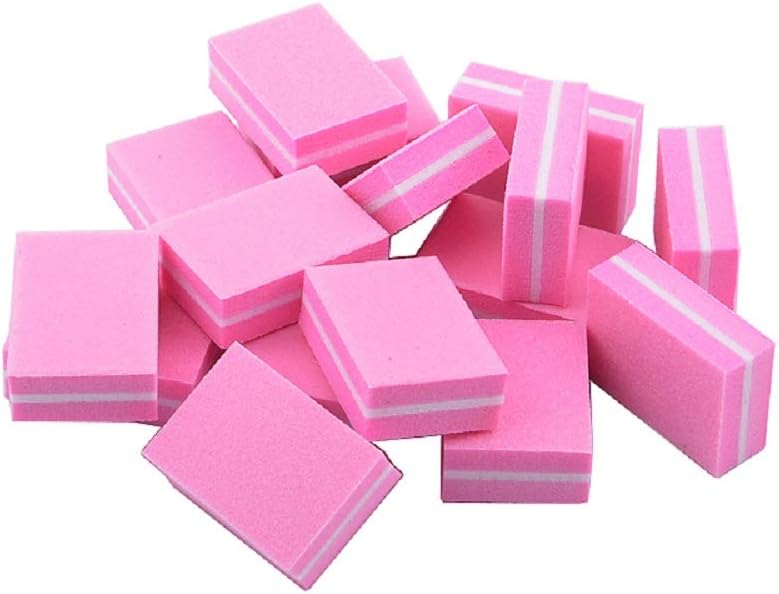 Yimart 20 Pcs Double-sided Mini Nail Buffer Block Colorful Sponge Nail Polish Sanding Buffer Strips Nail File Blocks Manicure Tools (Pink) - Image 2