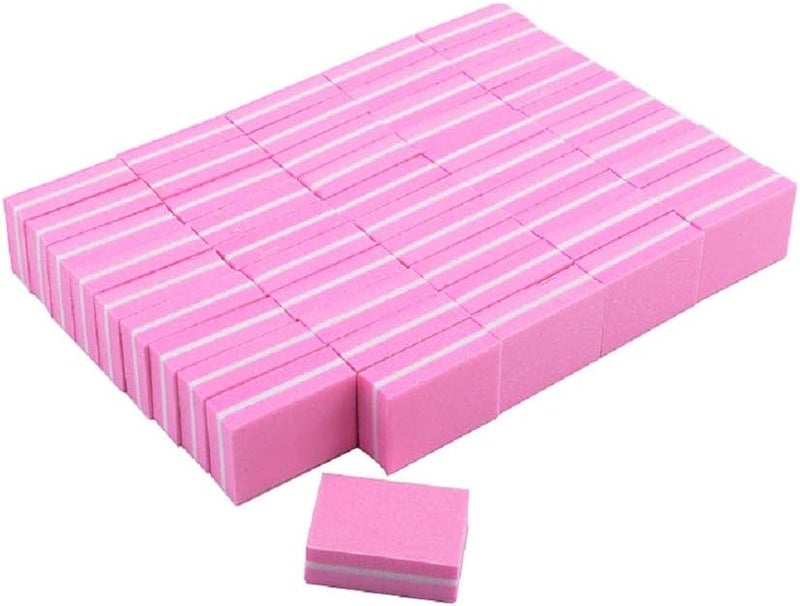 Yimart 20 Pcs Double-sided Mini Nail Buffer Block Colorful Sponge Nail Polish Sanding Buffer Strips Nail File Blocks Manicure Tools (Pink) - Image 1