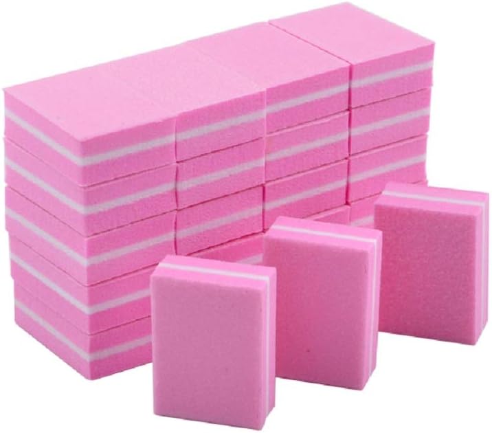 Yimart 20 Pcs Double-sided Mini Nail Buffer Block Colorful Sponge Nail Polish Sanding Buffer Strips Nail File Blocks Manicure Tools (Pink) - Image 3