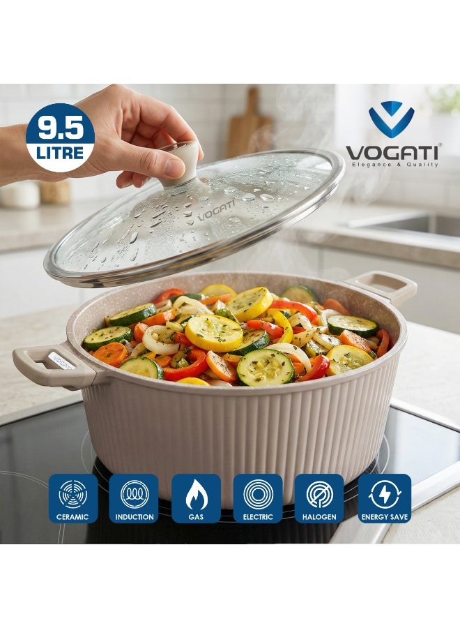 فوجاتي طقم أواني طهي VOGATI MONACO SERIES مكون من 8 قطع، مطلي بالتيتانيوم والجرانيت، غير لاصق، مناسب للطهي بالحث - يتضمن قدر طهي 24/28/32 سم + قدر طهي ضحل 28 سم (خالي 100% من حمض البيرفلوروكتانويك) (TAP) - Image 3