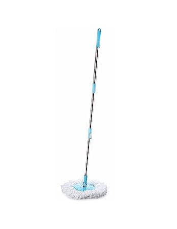 QUALIZA 360 Spin Cleaning Mop Stainless Steel Rod Handle Stick Set with 2 Refills for Home and Bathroom Floor Tiles Blue - Image 3