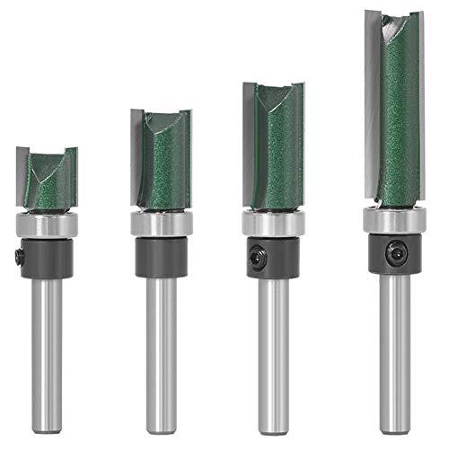 Wolfride 4PCS Straight Router Bit with Bearing, 1/4-Inch Shank Top Bearing Flush Trim Template Router Bit - Image 1