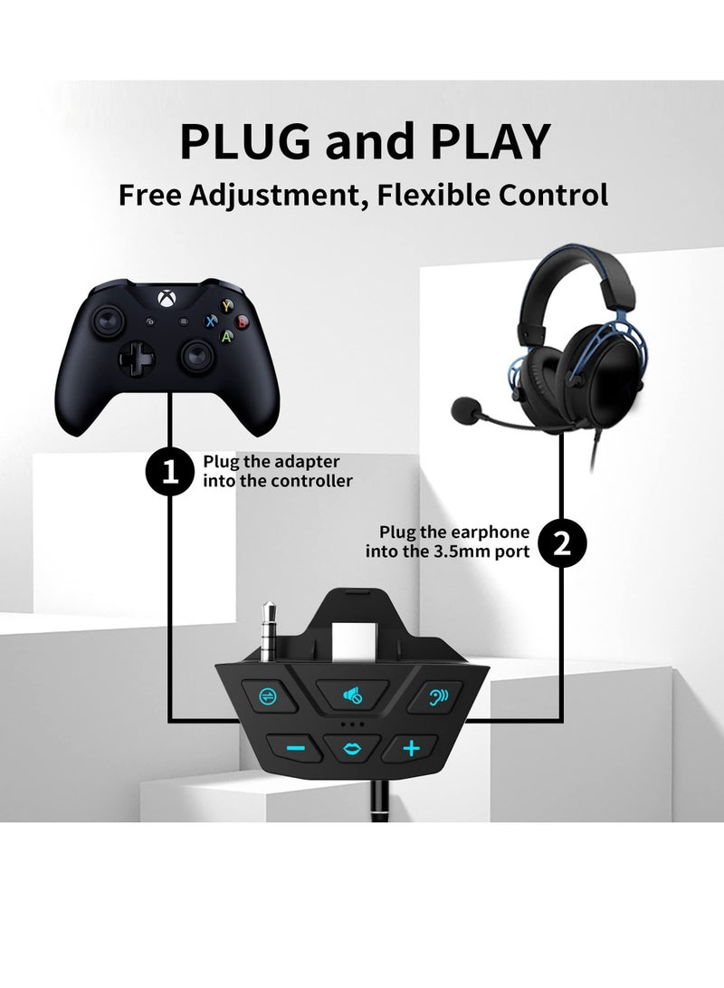 Captaintech Headphone Adapter for Xbox One, Xbox Series Plug and Play Custom Chat While Gaming Audio Toggle One Button Mute Built-in Microphone Capability(Black) - Image 3