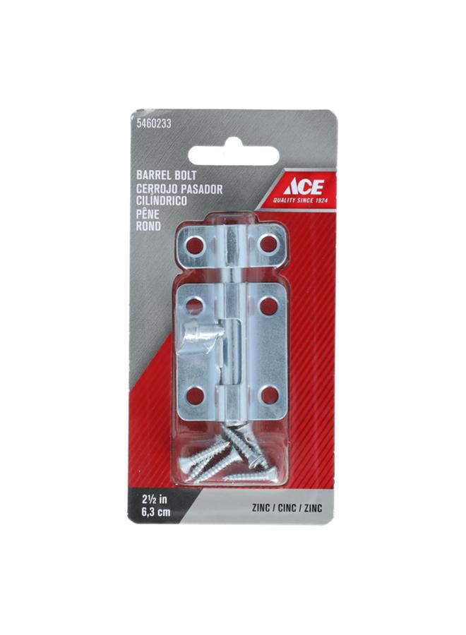 ACE Universal Mount Galvanized Rust-Resistant Secure Zinc-Plated Steel Barrel Bolt Silver 2.5inch 5302351  - Image 1