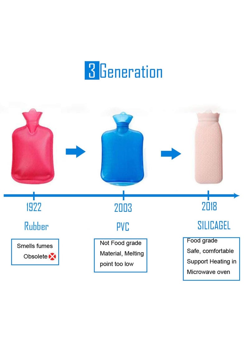 SYOSI Hot Water Bottle Bag with Knit Cover for Microwave Heating Silicone Hot  Cold Therapies Back Pain   Gift for gi rlfri en d Mather Valen tine's Day Gift Exchange Party Pink Long - Image 3