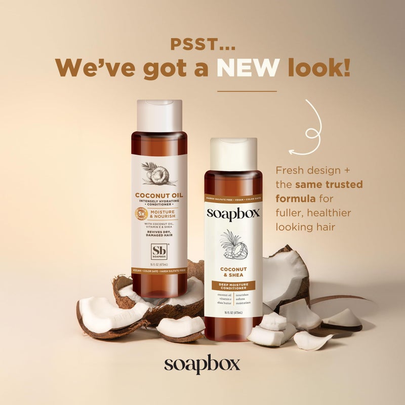 Soapbox Coconut Oil Conditioner, Sulfate & Paraben Free, Silicone Free, Color Safe, and Vegan Hair Conditioner (33.8 Ounces) - Image 3