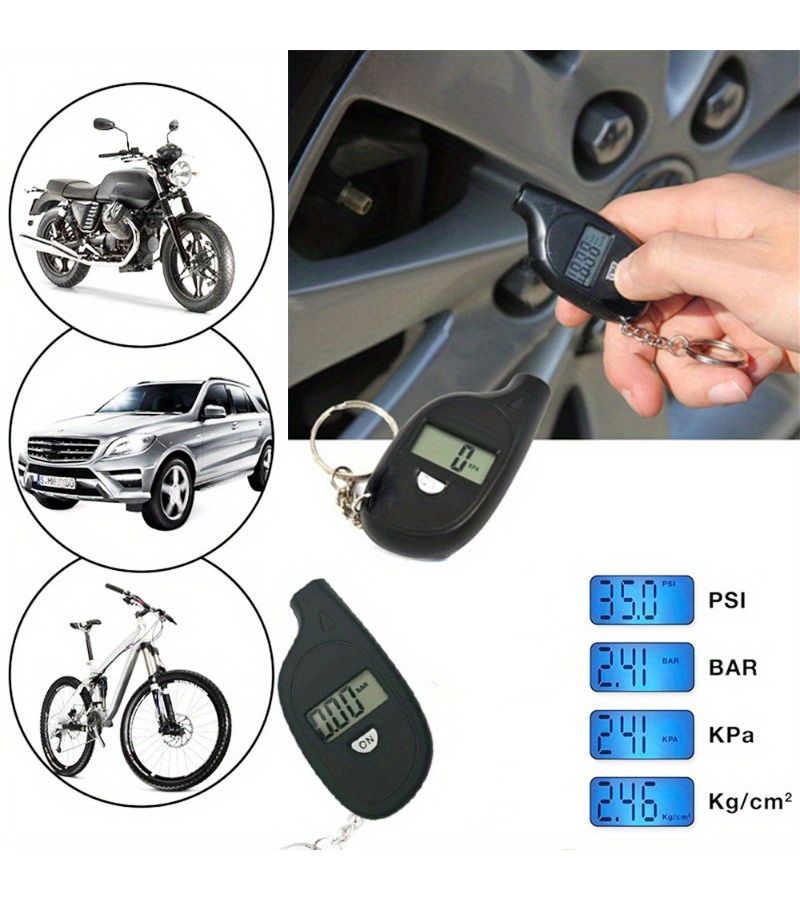 Digital LCD Tire Pressure Gauge 1pc for Car Auto Motorcycle Meter - Image 1