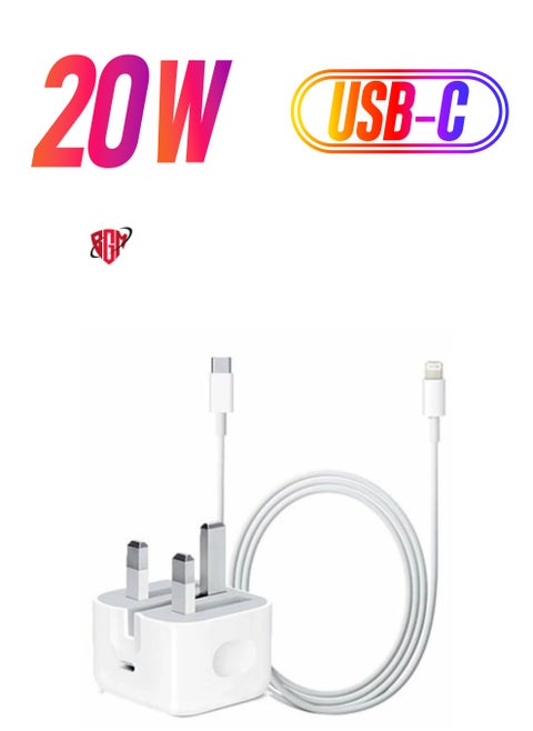 20W USB-C Power Adapter with Cable for iPhone 12, 12 Pro Max, and 12 Mini