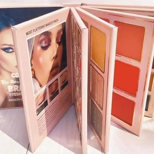 SKINPLUS مجموعة لوحة مكياج قابلة للطي 5 في 1 من SKINPLUS على شكل كتاب محمولة تدوم طويلاً مع كونتور، بلاشر، هايلايتر، وظلال عيون مناسبة لمجموعة متنوعة من ألوان البشرة، جميعها في كتاب مكياج واحد. - Image 2