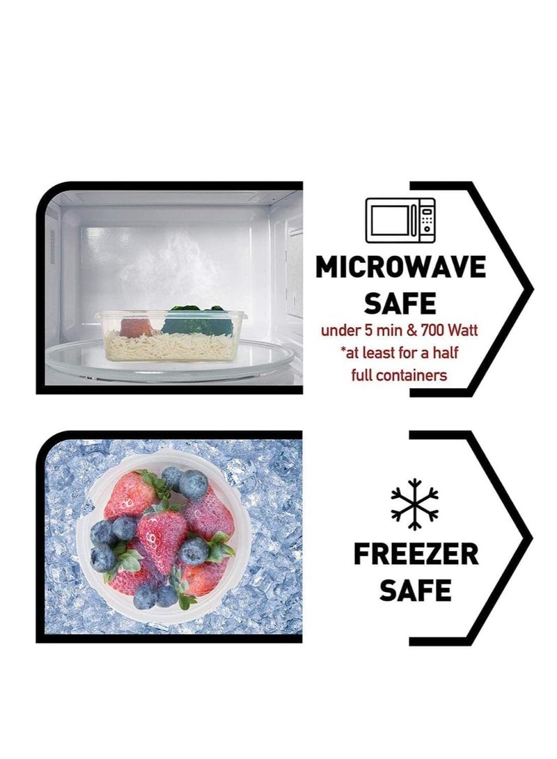 راكسوم مجموعة من 18 قطعة من حاويات تخزين الطعام مع أغطية قفل + 20 ملصقًا، حاويات بلاستيكية كبيرة مستطيلة الشكل (موفرة للمساحة) محكمة الغلق لإعداد الوجبات للمطبخ والثلاجة، خالية من مادة BPA وآمنة للاستخدام في الميكروويف - Image 3