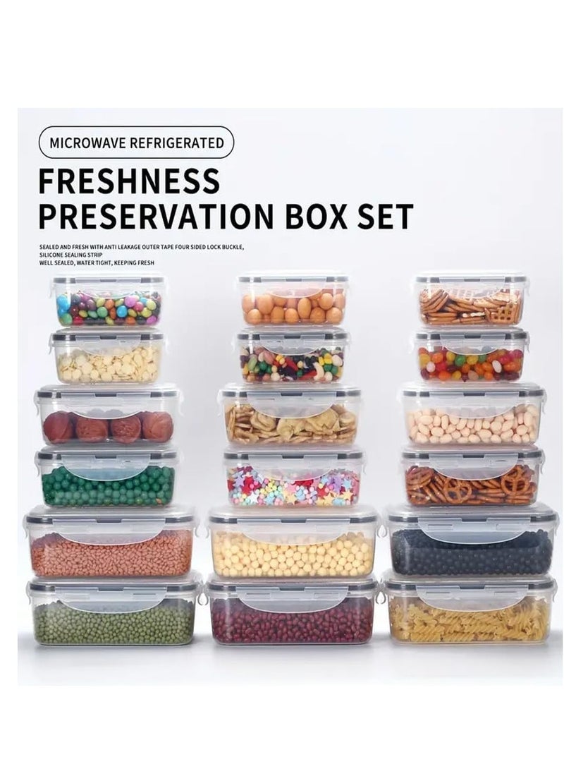 راكسوم مجموعة من 18 قطعة من حاويات تخزين الطعام مع أغطية قفل + 20 ملصقًا، حاويات بلاستيكية كبيرة مستطيلة الشكل (موفرة للمساحة) محكمة الغلق لإعداد الوجبات للمطبخ والثلاجة، خالية من مادة BPA وآمنة للاستخدام في الميكروويف - Image 4