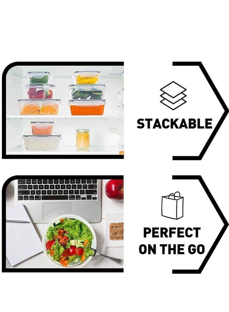 راكسوم مجموعة من 18 قطعة من حاويات تخزين الطعام مع أغطية قفل + 20 ملصقًا، حاويات بلاستيكية كبيرة مستطيلة الشكل (موفرة للمساحة) محكمة الغلق لإعداد الوجبات للمطبخ والثلاجة، خالية من مادة BPA وآمنة للاستخدام في الميكروويف - Image 5
