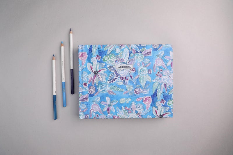 GND ART STUDIO GND ART STUDIO Premium A5 Artbook/Sketchbook for Artists/Drawing Notebook for Students(60 Page-120 Sides/7x9 Inch/140 GSM) Compatible with a Charcoal, Watercolors, Acrylic Paint, Ink or Pencil_Blue Meditations  - Image 4