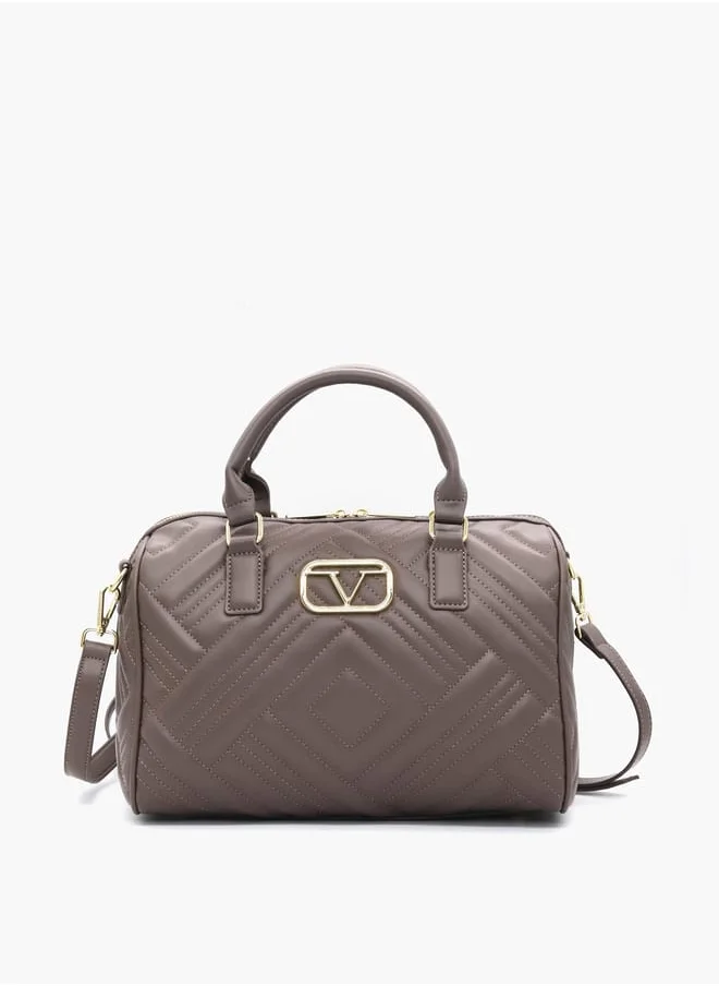 V إيطاليا Quilted Tote Bag with Detachable Strap and Zip Closure